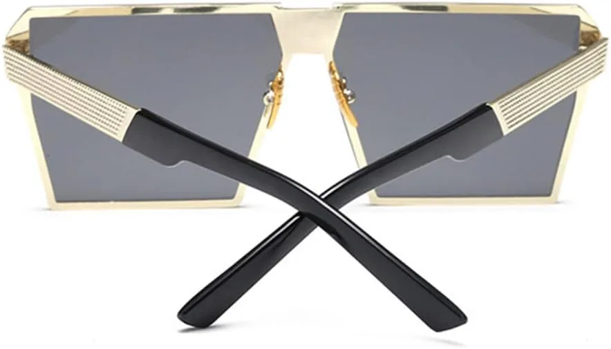 

Крупные солнцезащитные очки в металлической оправе для женщин, зеркальные солнцезащитные очки для мужчин, солнцезащитные очки UV400 в большой оправе LANGSER, C3 Blue