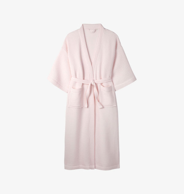 

Халат из хлопка в рубчик с капюшоном The White Company, розовый