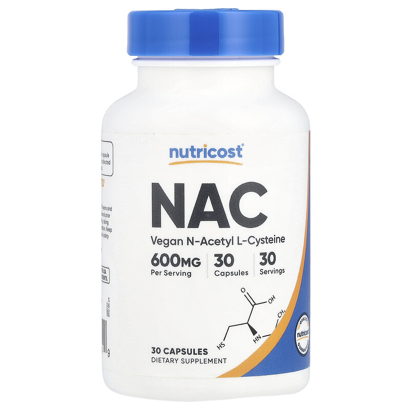 

Nutricost, NAC, 600 мг, 30 капсул