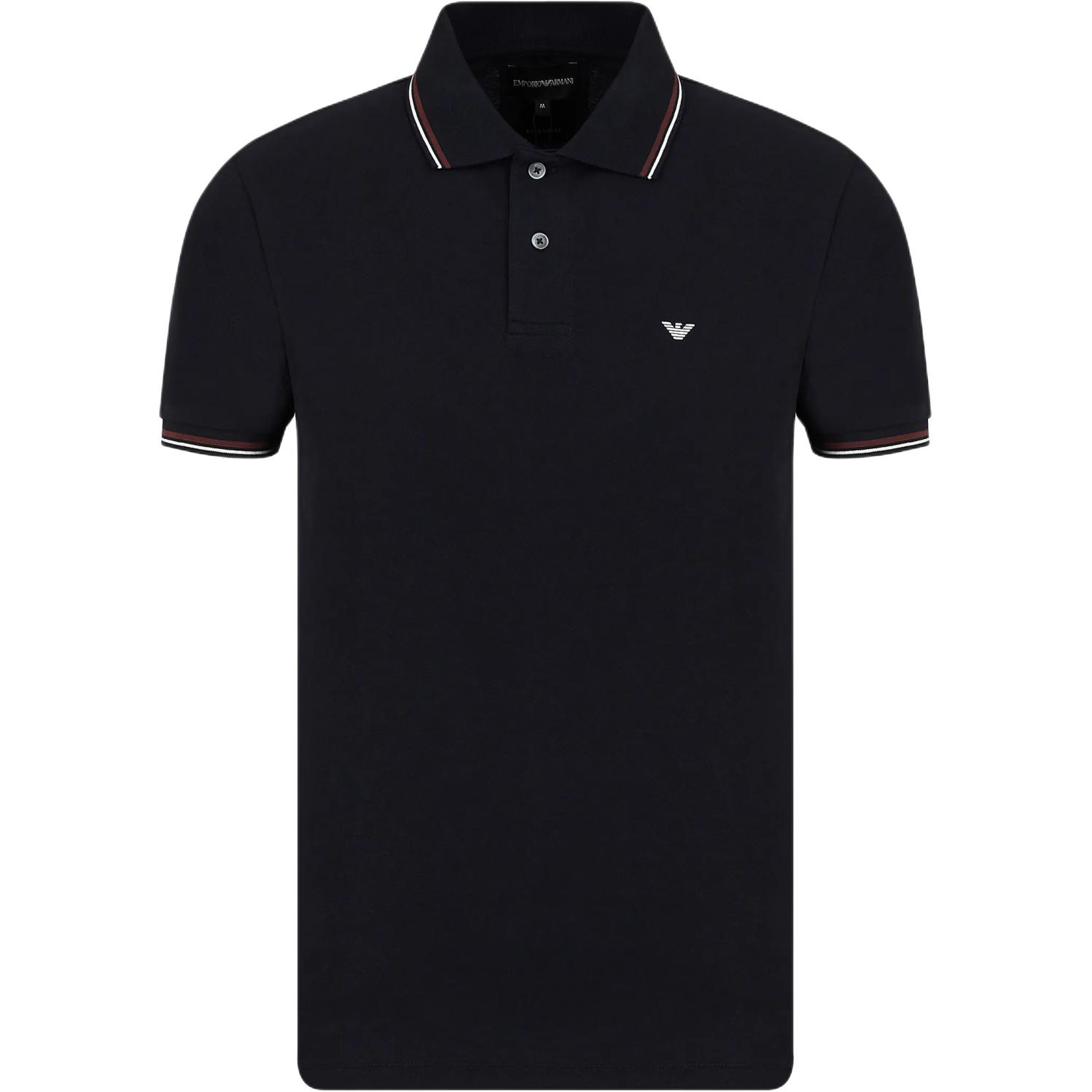 Slim fit Stretch Piqué Polo Shirt With Micro Eagle EMPORIO ARMANI, синий — фото 3