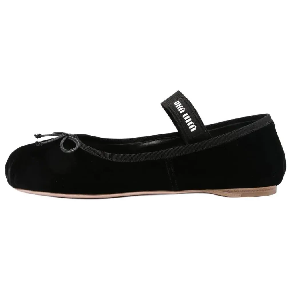 MIU MIU Женские черные балетки Flat Mary Jane