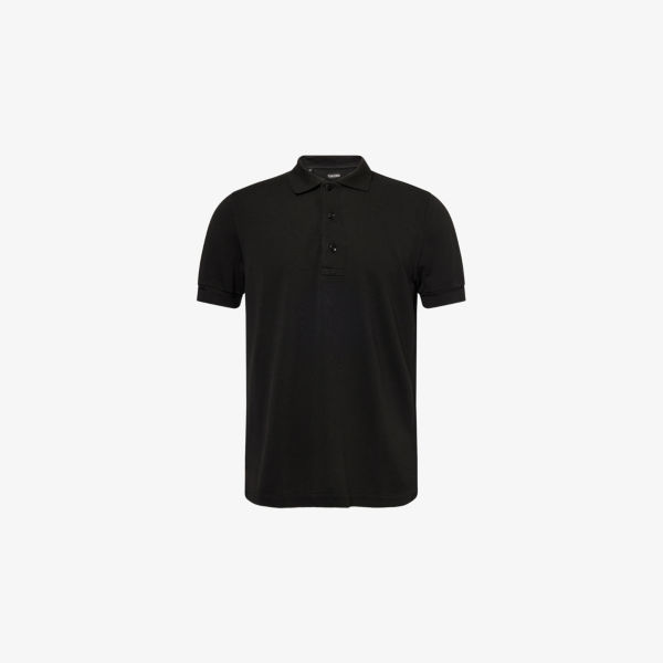 

Короткий рукав, пике-поло из лиоцелла и хлопка Tom Ford, черный