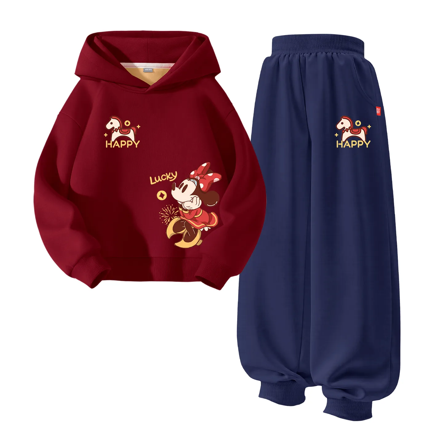 Детская повседневная худи с капюшоном Disney, [Thickened and Fleece-Lined]Di Firework Pony K Burgundy+Di Pony K Navy Blue