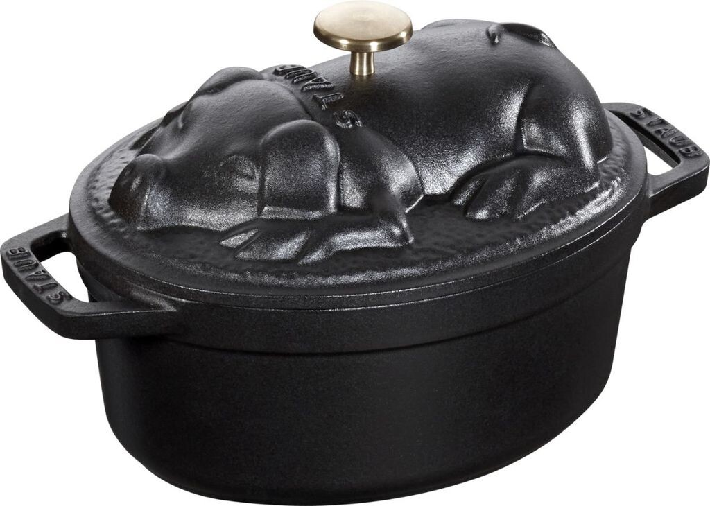 

Посуда Staub, чугунная кокотница, жаровня, кастрюля, жаровня, свинья 17, черная, специальная форма, графитово-серый, 17 см