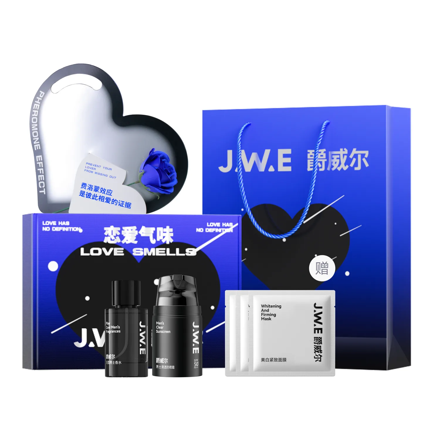 JUEWEIER Мужской парфюм Limited Set Love Fragrance Box, стойкий аромат, освежающий и контролирующий жирность 1251, [Love Fragrance Sunscreen Gift Box]50ml Perfume+50g Sunscreen