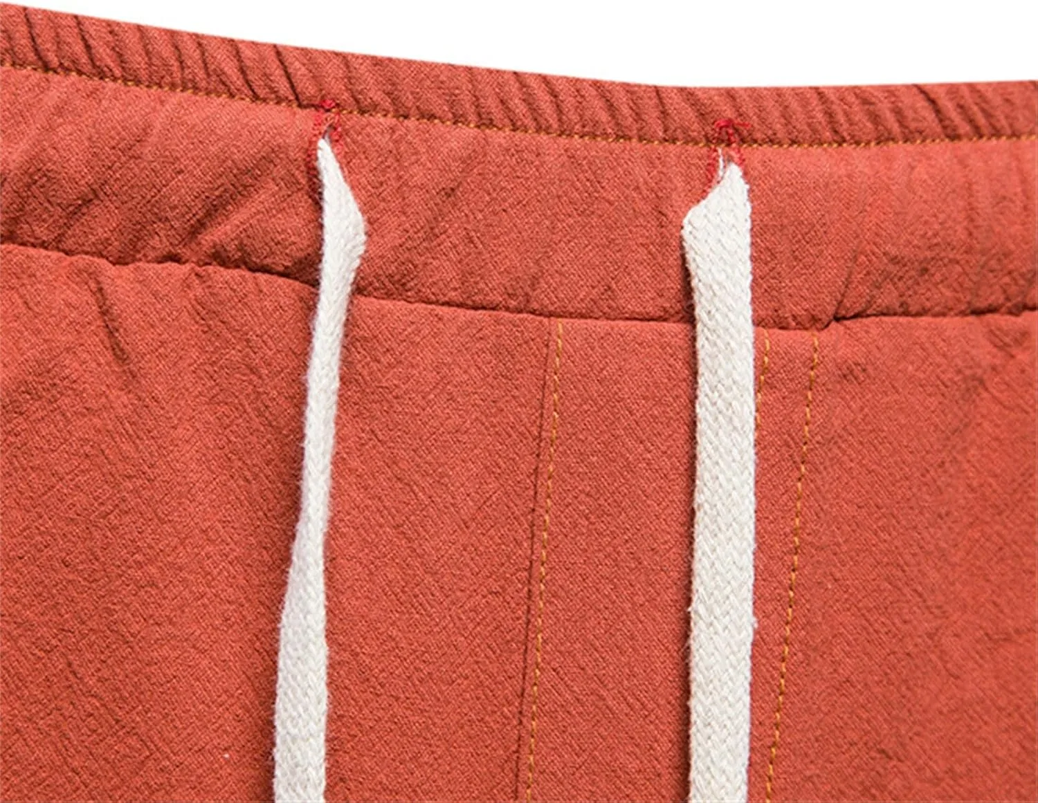 Шорты мужские из хлопка и льна, на резинке, Red — фото 4