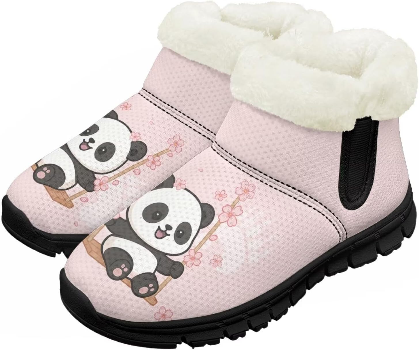 

Снежные ботинки для малышей, мальчиков и девочек, зимние теплые ботинки, низкие туфли, искусственный мех, для холодной погоды, на улице Chririnla, Cute Panda
