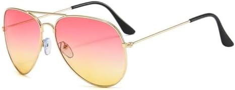 

Солнцезащитные очки с двойной перемычкой, женские и мужские, в оправе из сплава, с градиентными линзами, солнцезащитные очки для женщин и мужчин MTZJH, Gold Pink Yellow