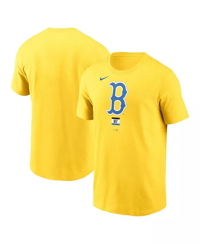 

Мужская золотая футболка Boston Red Sox City Connect с большим логотипом Nike