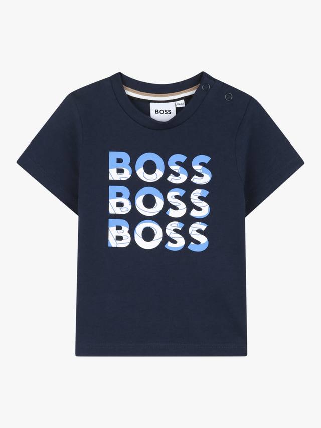 

Хлопчатобумажная футболка с логотипом boss baby HUGO BOSS, темно-синий