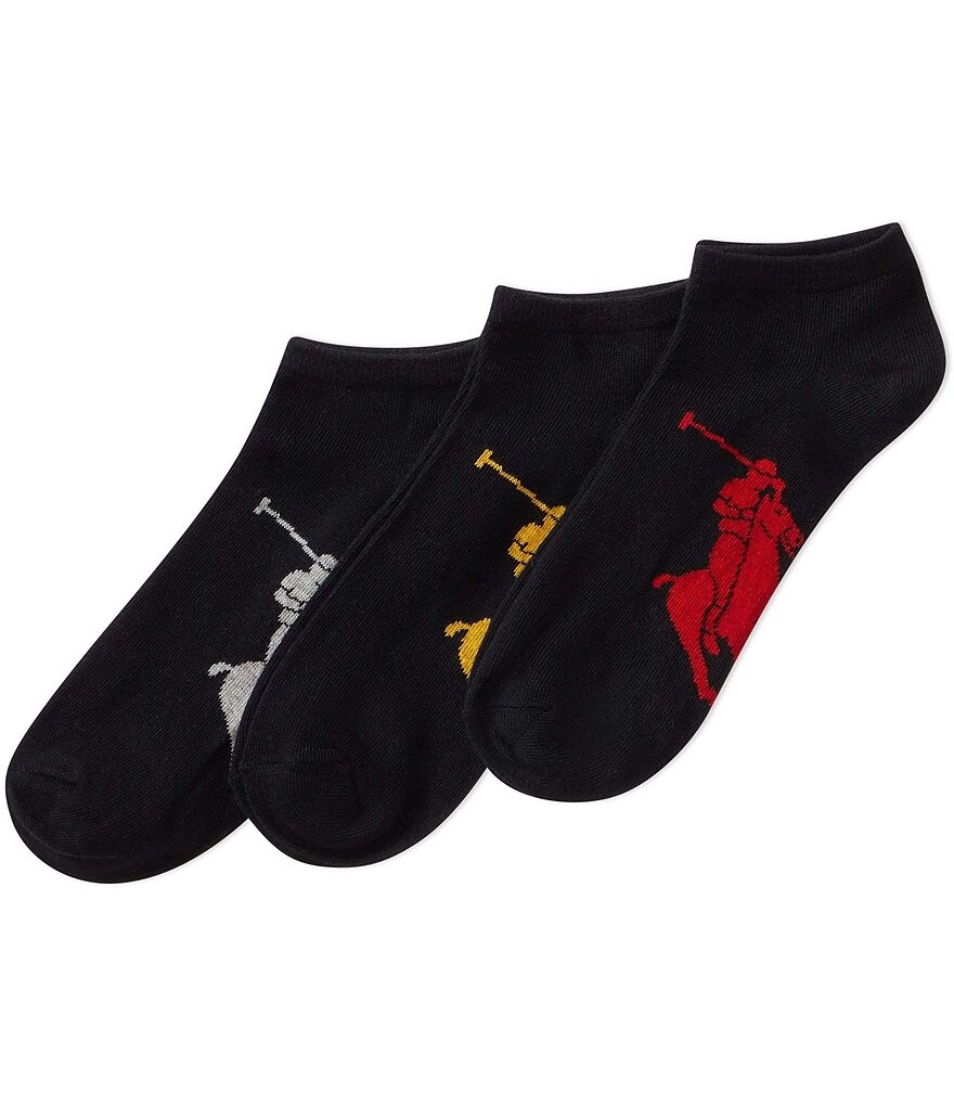

Комплект из 3 низких носков Polo Ralph Lauren Big & Tall Big Pony, черный