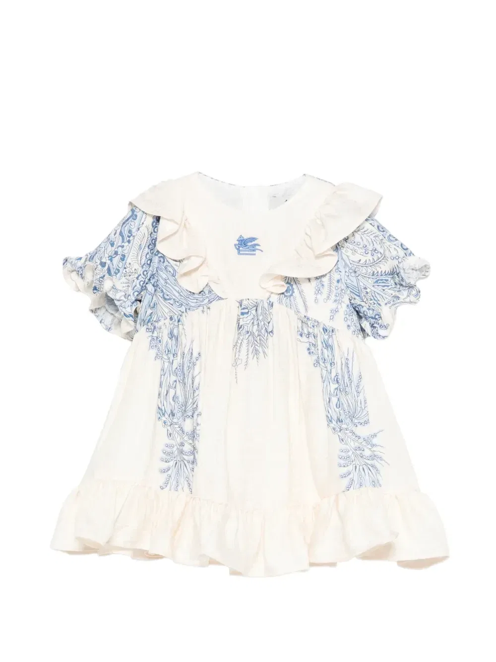 Платье с оборками и принтом Etro Kids, бежевый