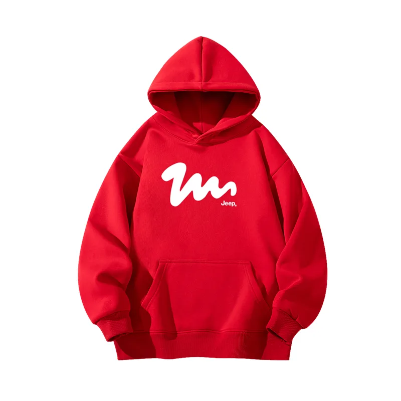 Толстовка с капюшоном для школьников Jeep, New Year Red Fleece-Lined