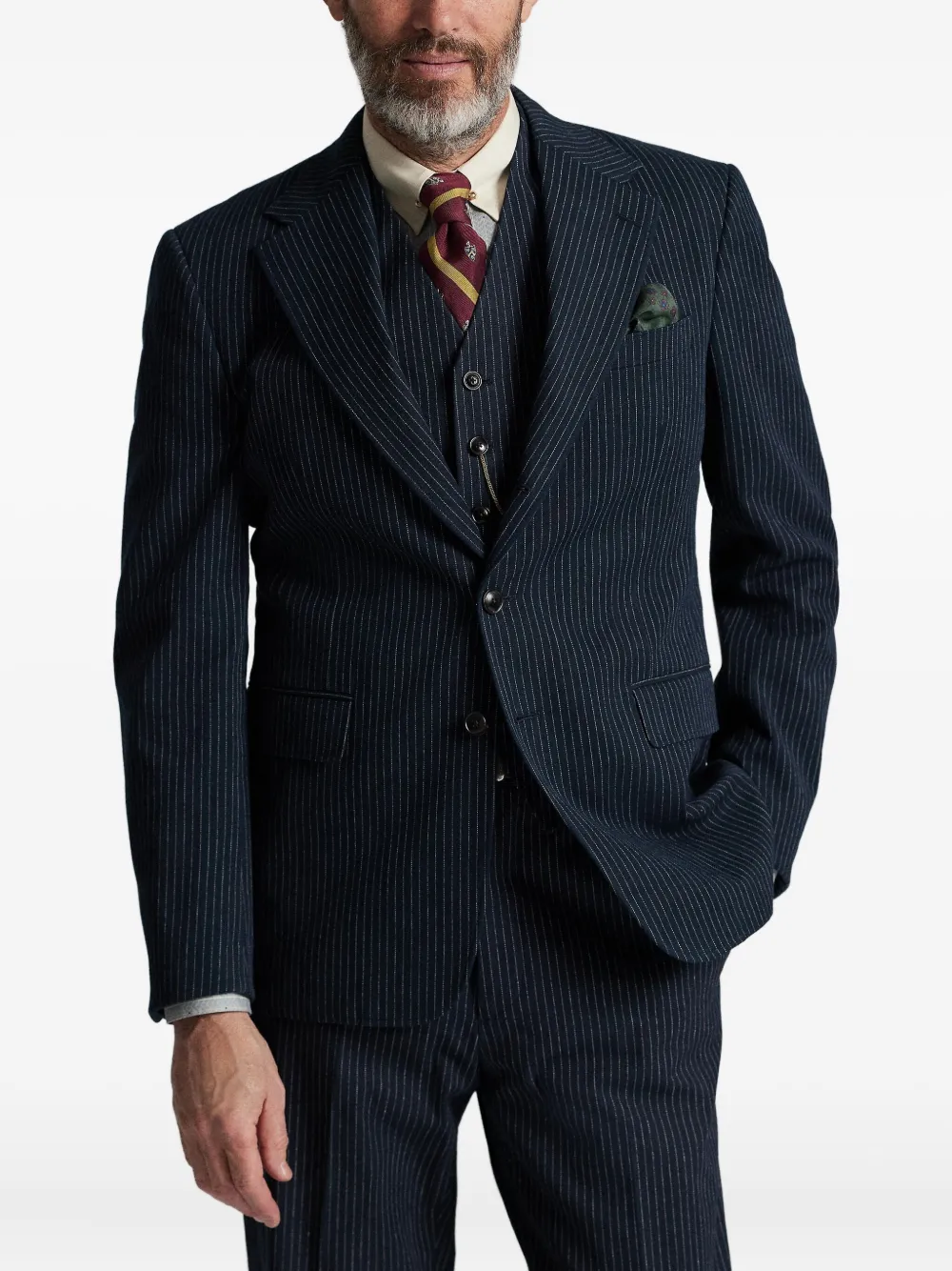 

Однобортный пиджак в тонкую полоску Ralph Lauren Rrl, синий