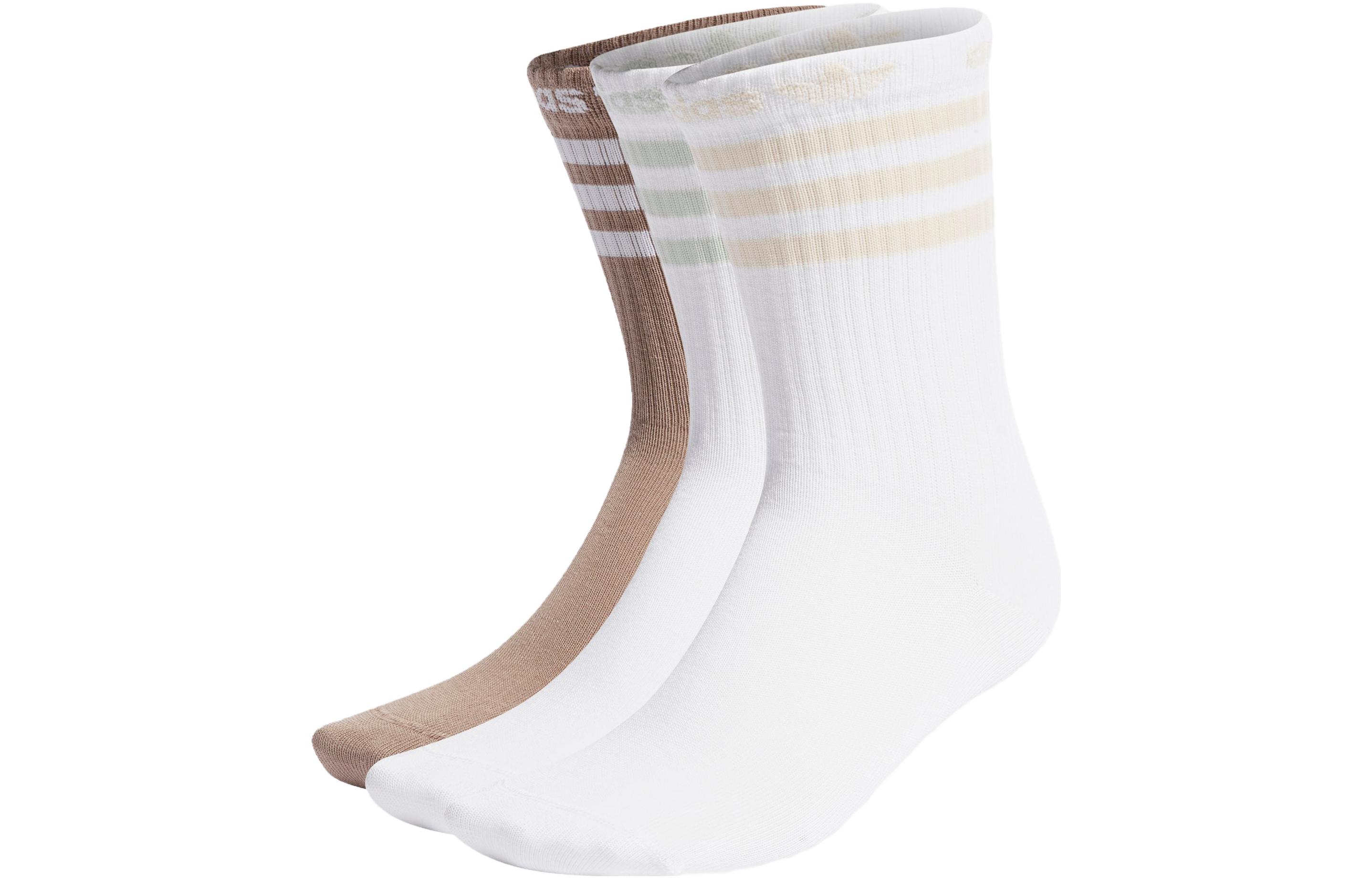 

Носки до середины голени, 3 пары, унисекс, 3 пары Adidas, 3 Pack (White+Pink White+Brown/White)