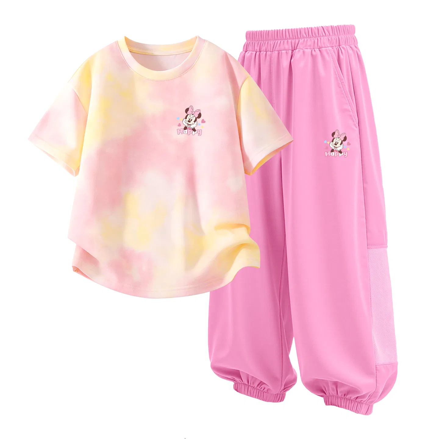 Детский спортивный костюм Casual Sportswear 2 Piece Set Disney, Delolane K Yellow Pink+Delolane K Strawberry Pink — фото 3