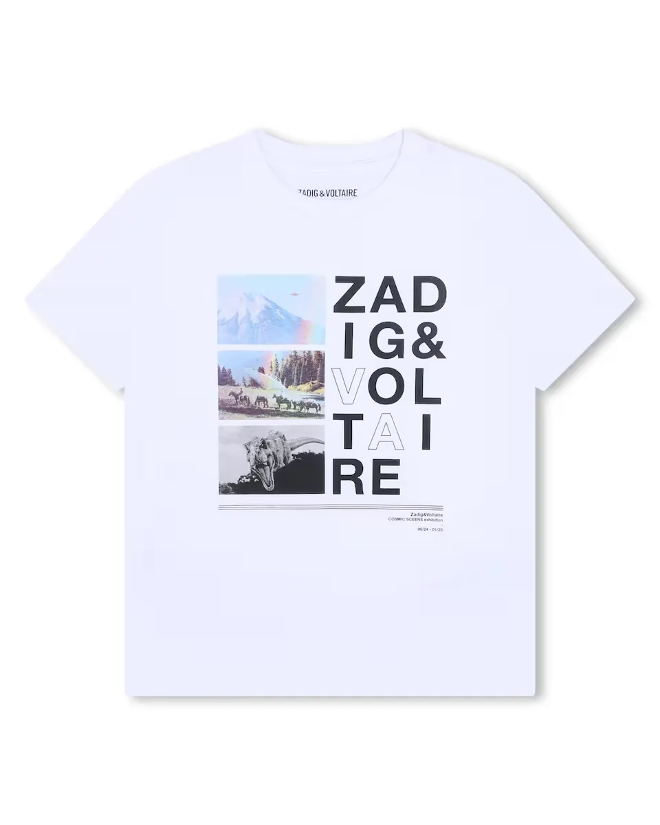 

Белая хлопковая футболка для мальчика Zadig & Voltaire, белый