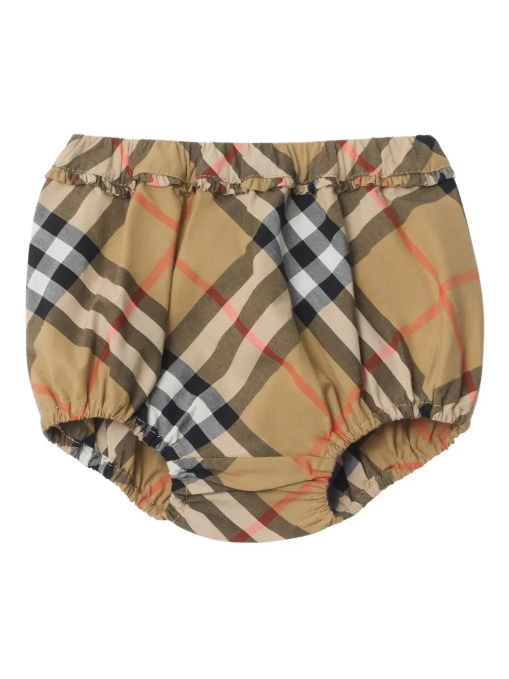 Хлопковое платье в клетку со сборками Burberry Kids, нейтральный — фото 3