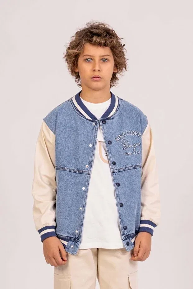 Детская джинсовая куртка для мальчиков с вышивкой Ww Waka Waka Kids Store, Blue