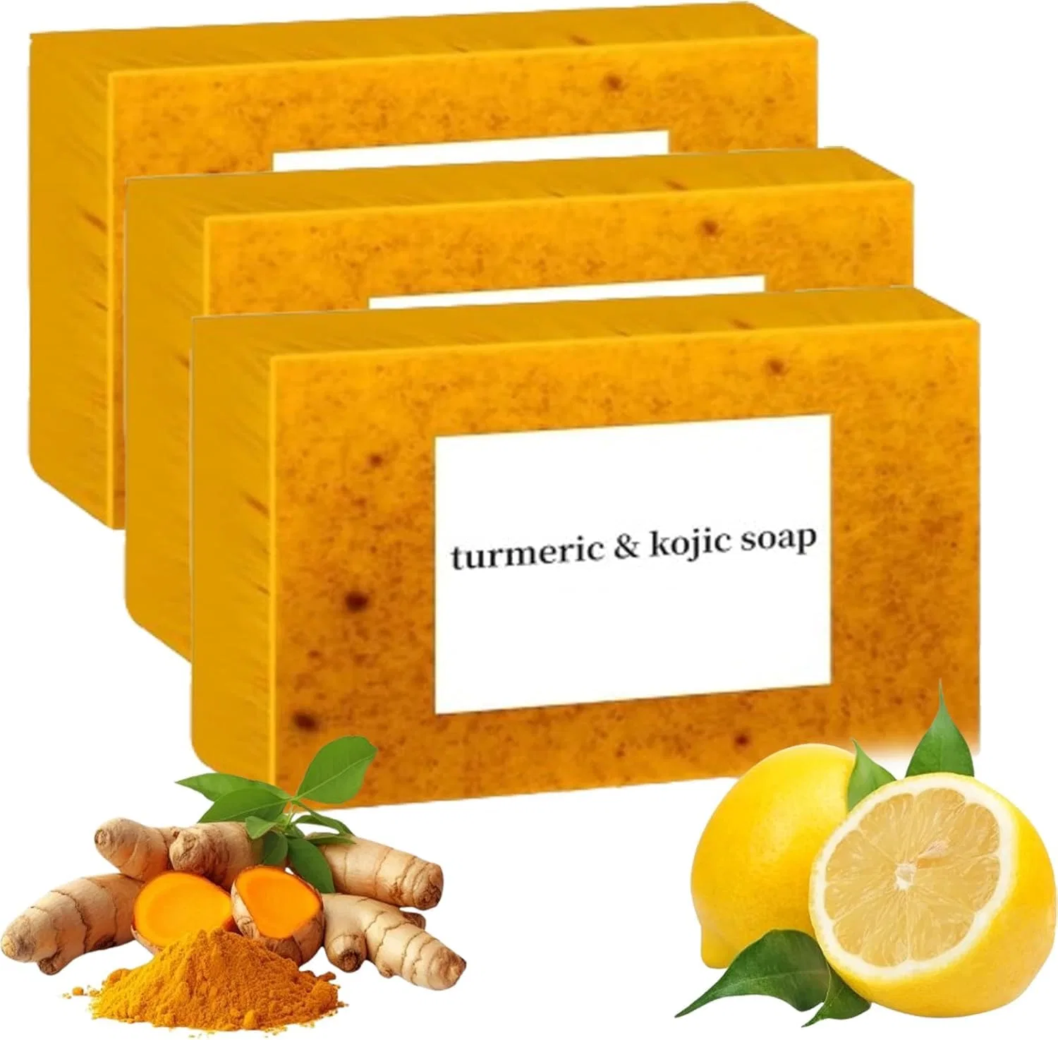 Твердое мыло Lemon Turmeric Kojic Soap Shibeikadi, 3 шт, Turmeric