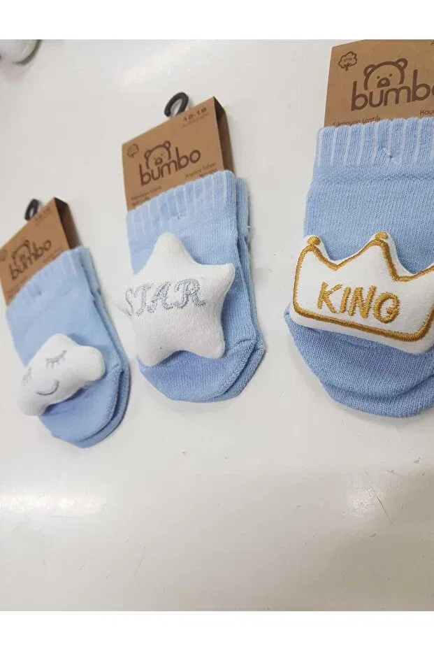 Детские носки с нескользящей подошвой 3 шт Baby By Bumbo, Blue — фото 2