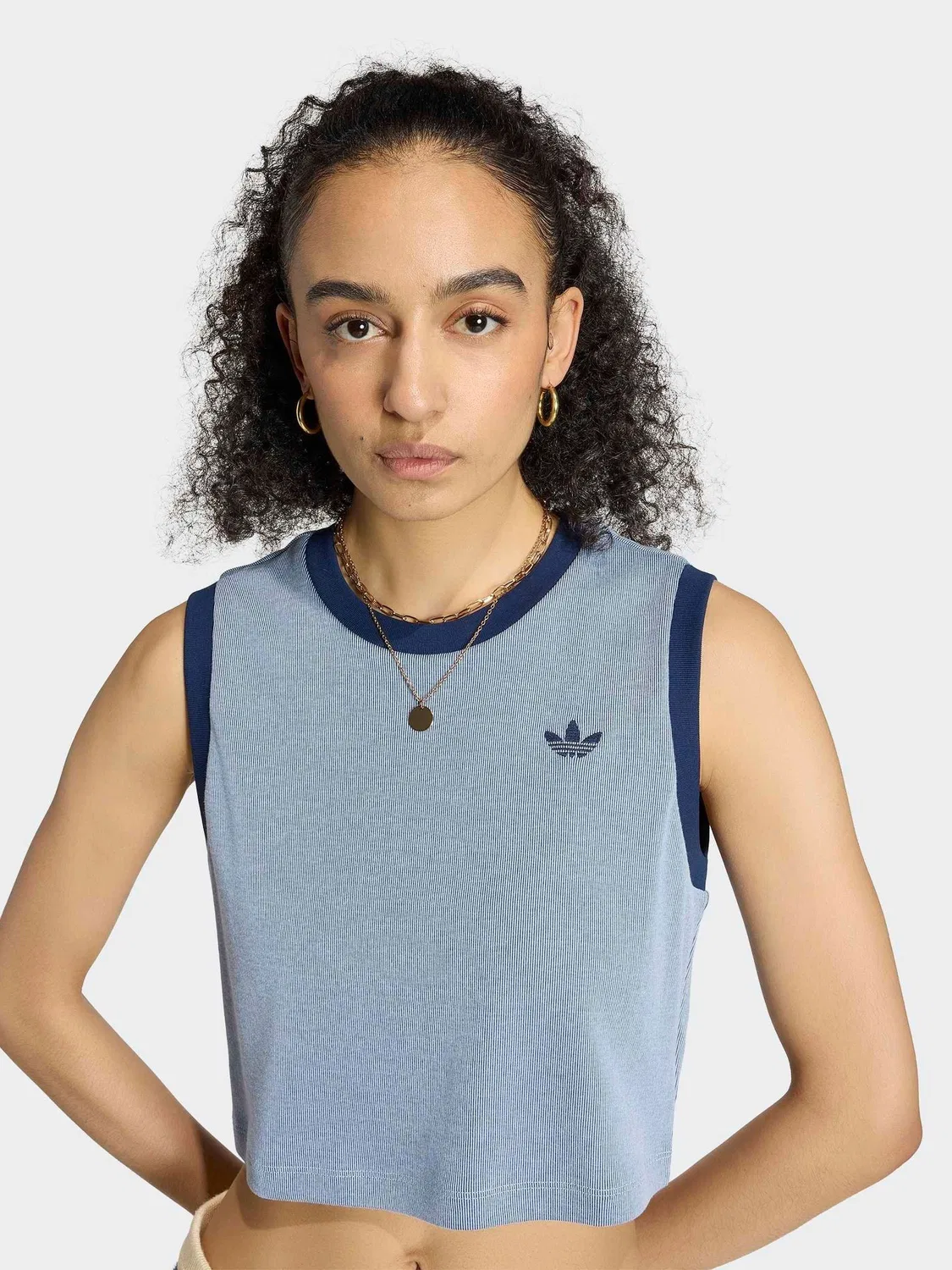 Топ без рукавов с полосками adidas Originals, синий — фото 4