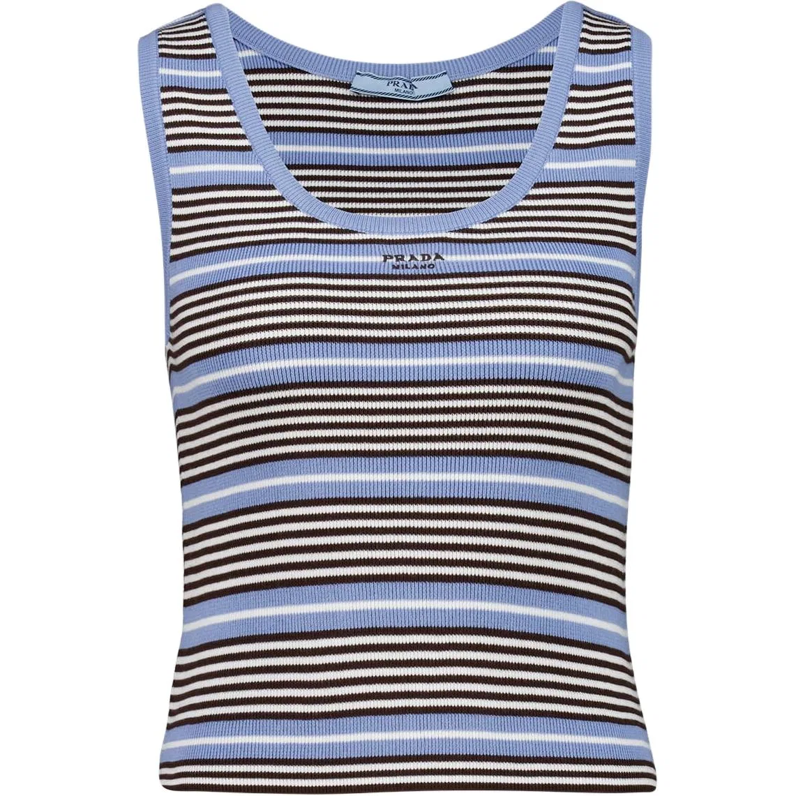Женский вязаный жилет с полосами Prada, Blue White