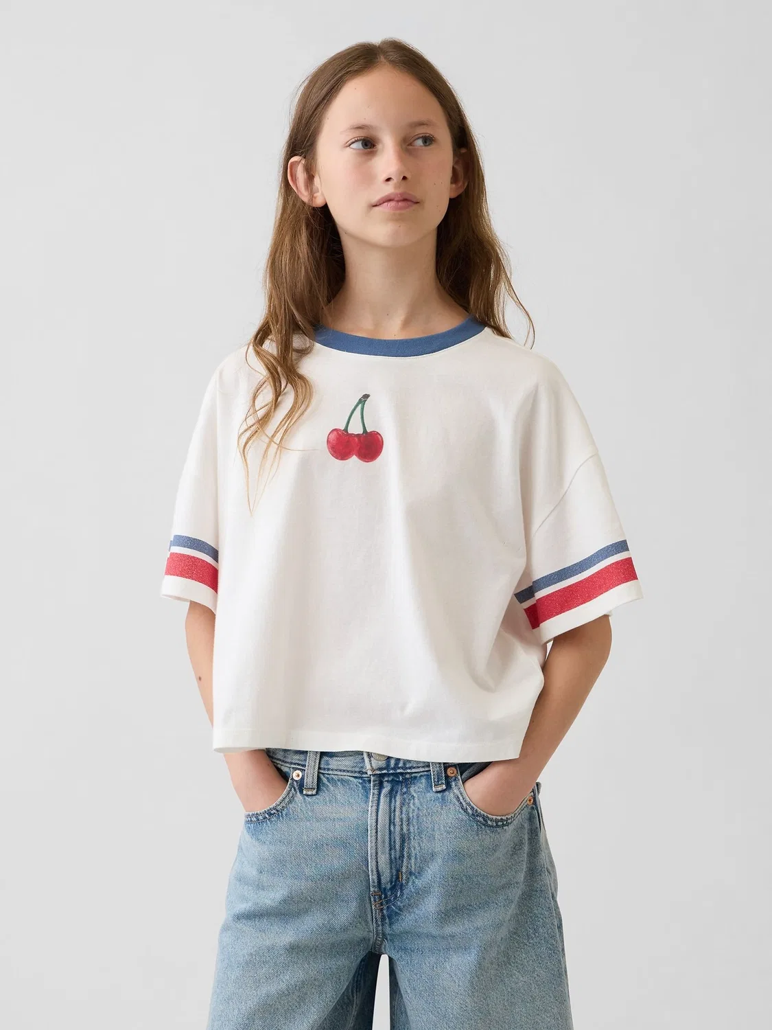 Футболка оверсайз с принтом Gap White Cherry