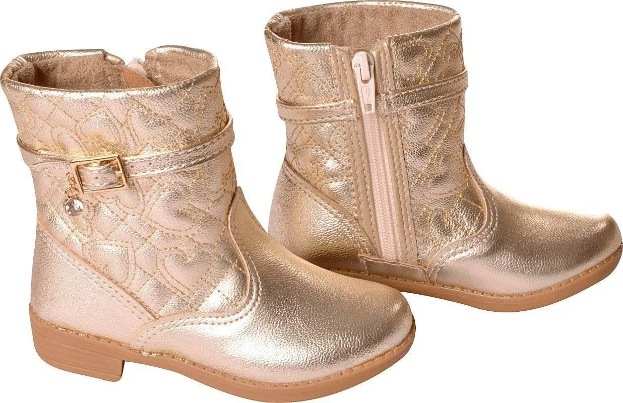 Детские сапоги для девочек с принтом Hearts KIDKLICK FUN FASHION, Gold — фото 2