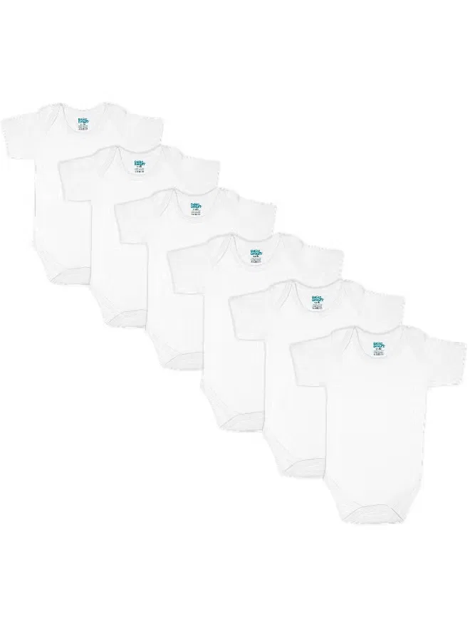 Боди-комбинезон с коротким рукавом, комплект из 6, Babies Basic, белый