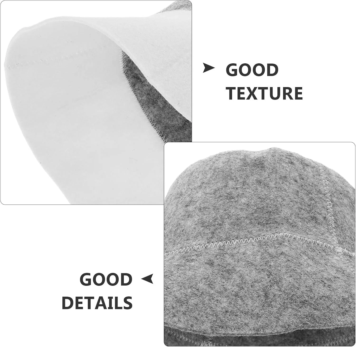 Сауна шапка Filz, 2 шт, DIYEAH, Серый, 29x29x16.5 см — фото 3