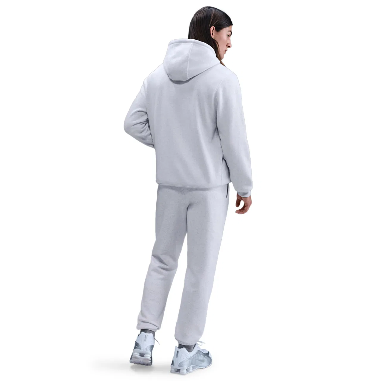 Мужские спортивные штаны из флиса с эластичным поясом Nike Club Cuff Fleece, Birch Heather/White/White — фото 4