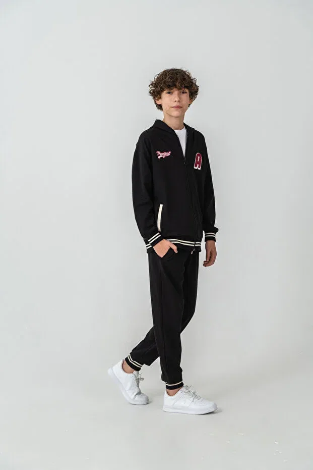 Детский спортивный комплект для мальчиков с принтом Mışıl Kids, Black — фото 2