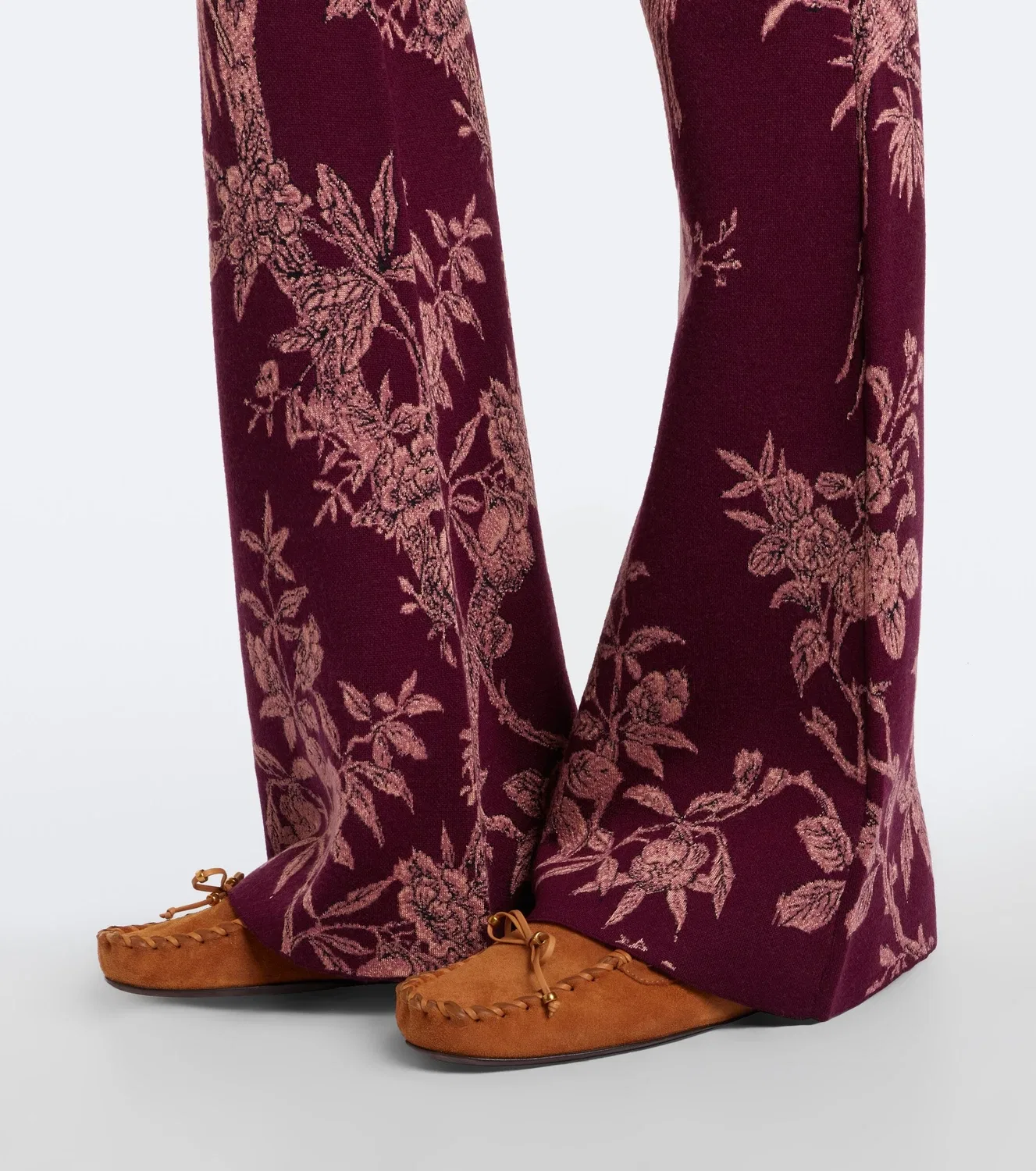 Широкие брюки из шерстяного жаккарда ETRO, бордовый — фото 4