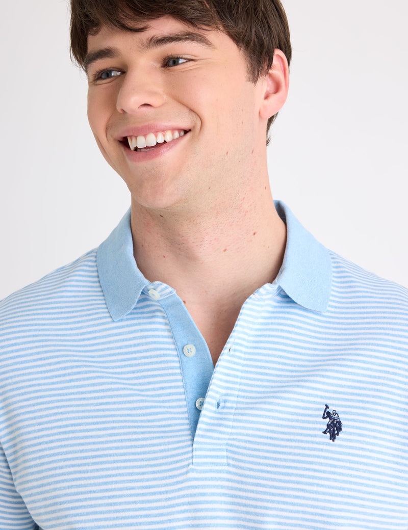 Мужская футболка-поло U.S. Polo Assn. Yarn Dye Stripe Interlock, светло-голубой — фото 3