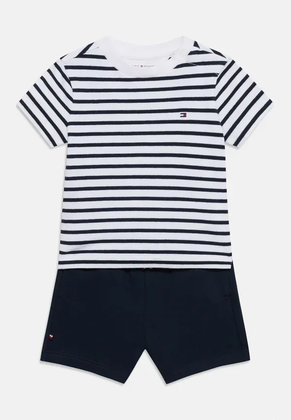 Комплект из футболки и шорт с полосками Essential stripe t-shirt and shorts set, Tommy Hilfiger, dark night темно-синий