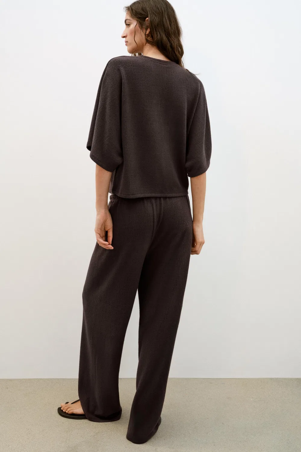 Деревенские широкие брюки ZARA, Dark Brown — фото 4