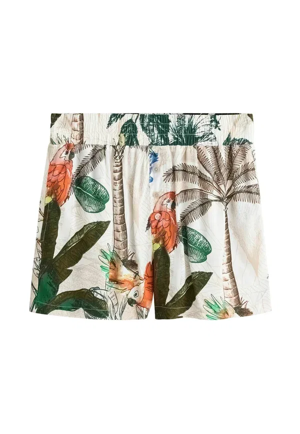 Пижамный комплект из вискозы, Regular fit - button through short set, Next, Ecru Parrot, экрю — фото 3