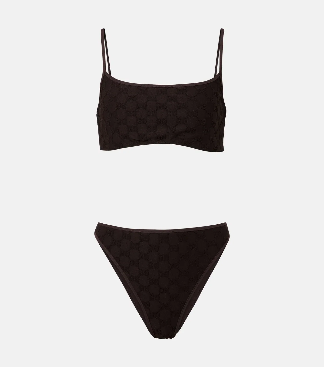 Бикини из джерси с отделкой из махровой ткани GG GUCCI, коричневый