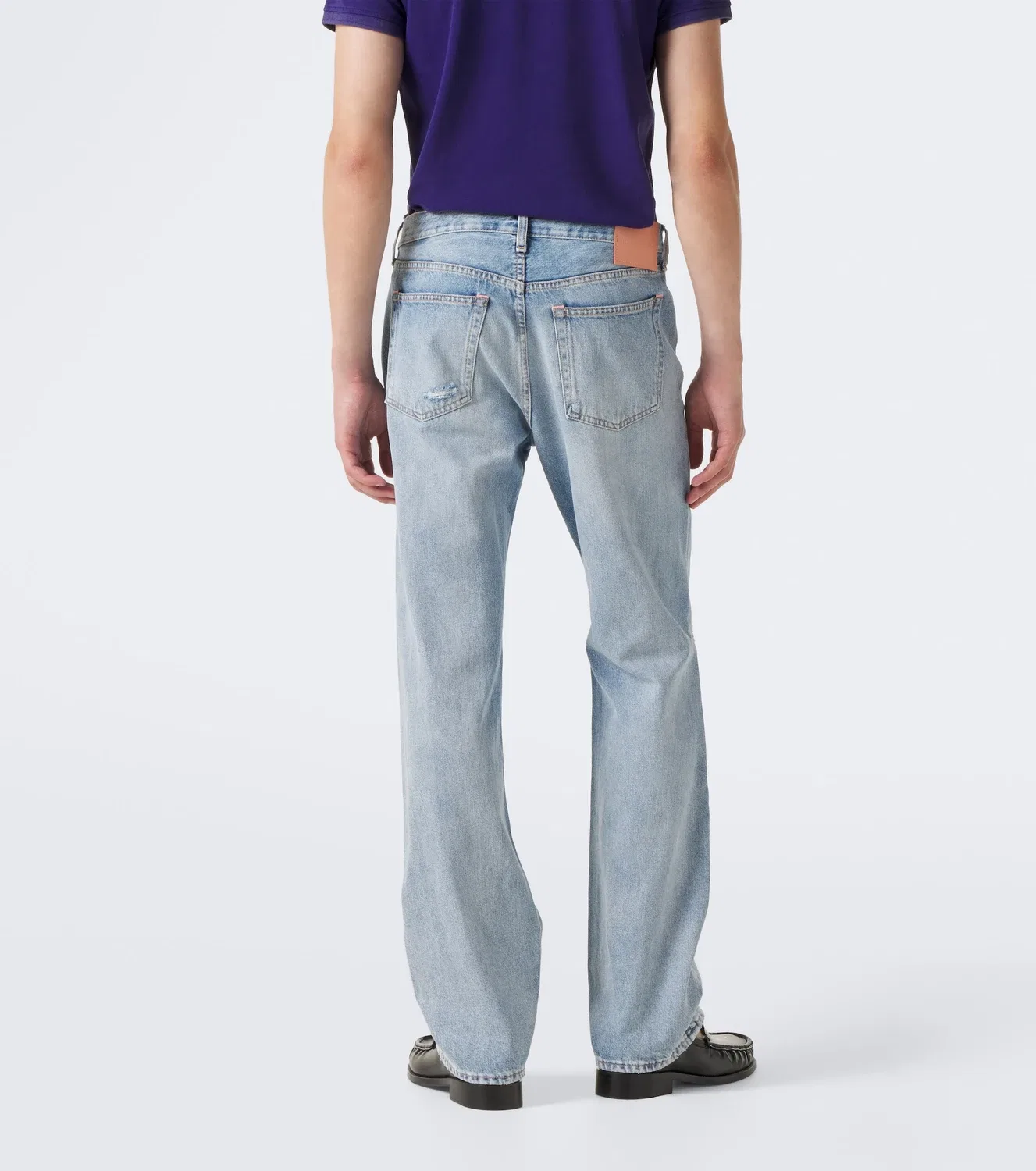 Прямые джинсы с эффектом потертости 1996 Acne Studios, синий — фото 4