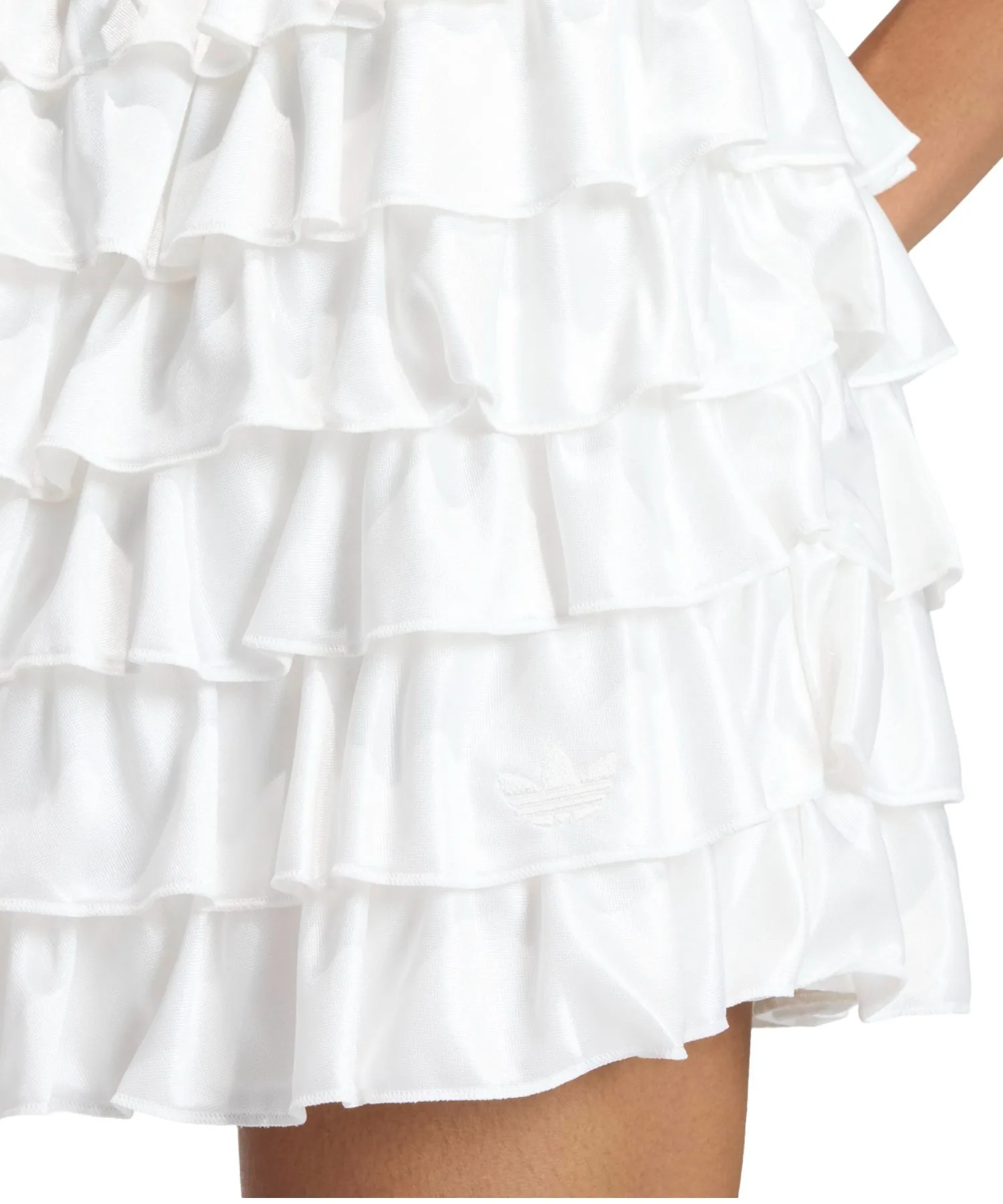 Женская мини-юбка с оборками adidas LACE RUFFLE белая — фото 3
