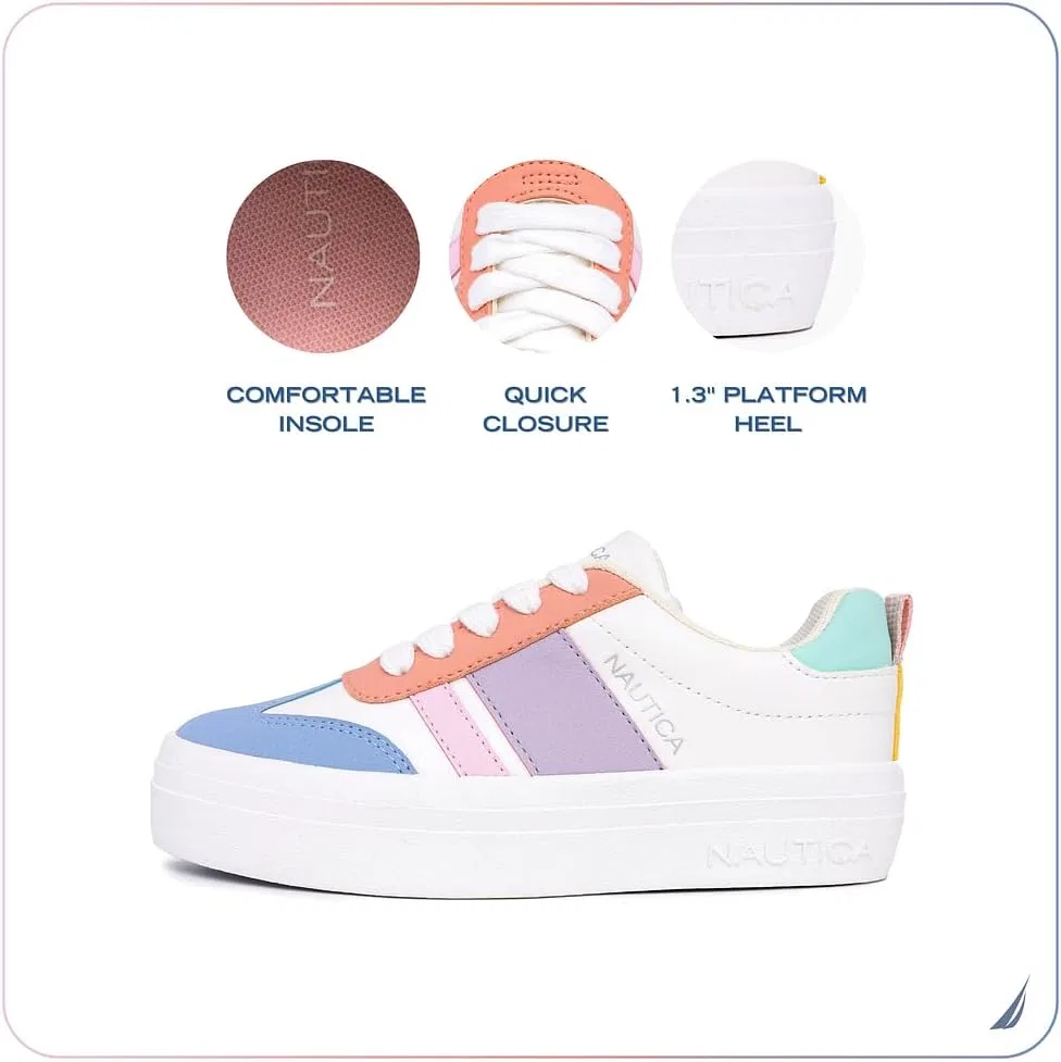 Детские кроссовки для девочек на платформе Nautica, White Pearl — фото 4