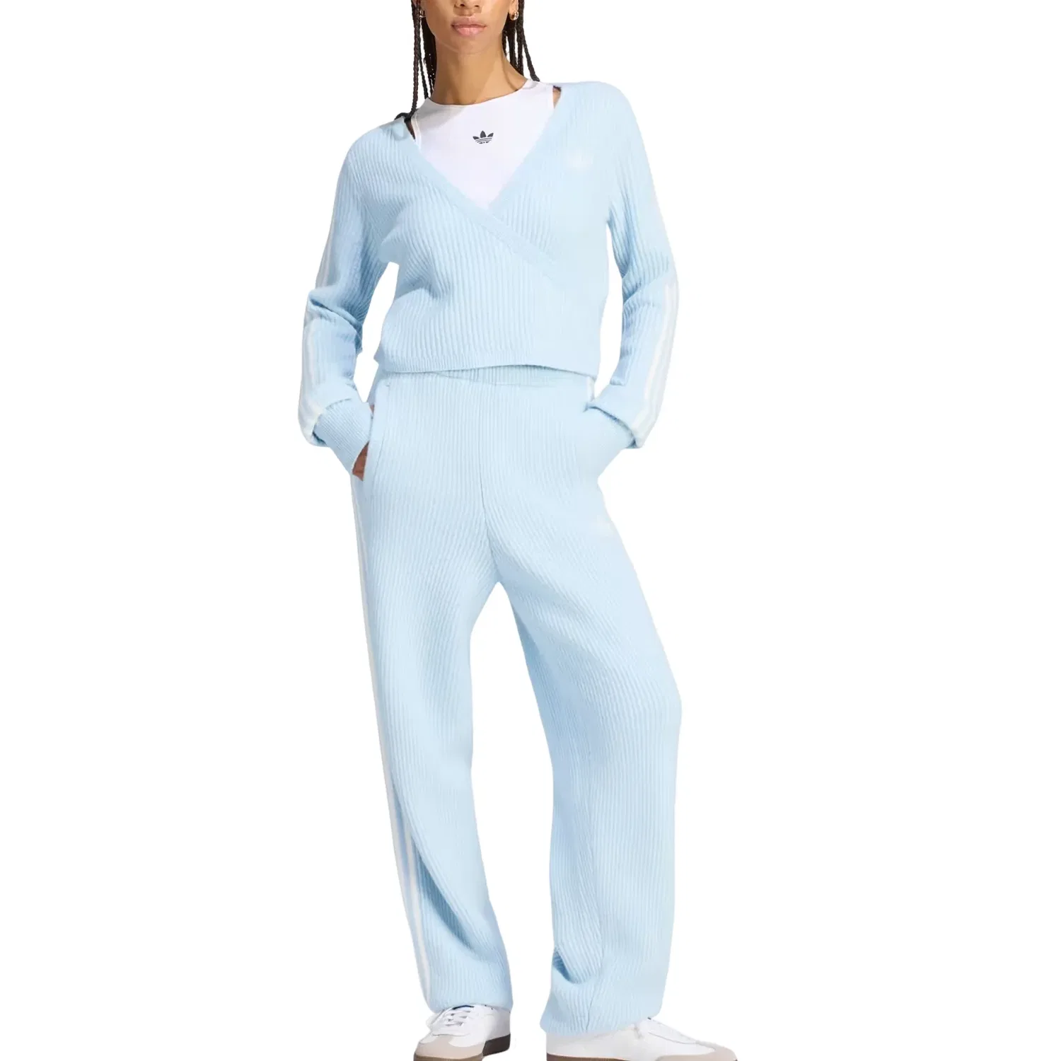 Женская куртка Jennie Knitted Wrap Around Cardigan Asia Sizing 'Wonder Blue' adidas, Wonder Blue — фото 4