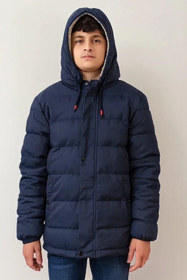 Детское пальто для девочек с принтом Taşdelen Avm, Navy Blue