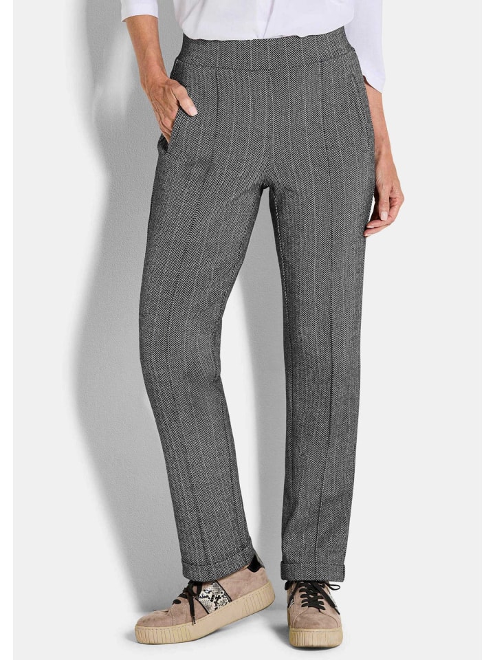 

GOLDNER Деловые брюки CARLA с узором «елочка», черные