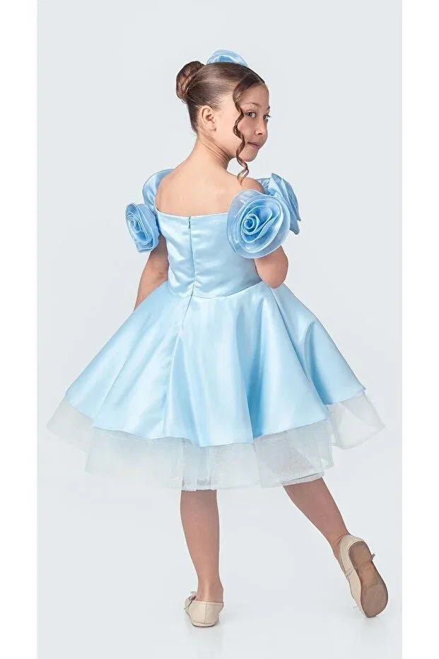 Детское платье для девочек из креп-сатина Fanari Mnk Baby&Kids, Blue — фото 3