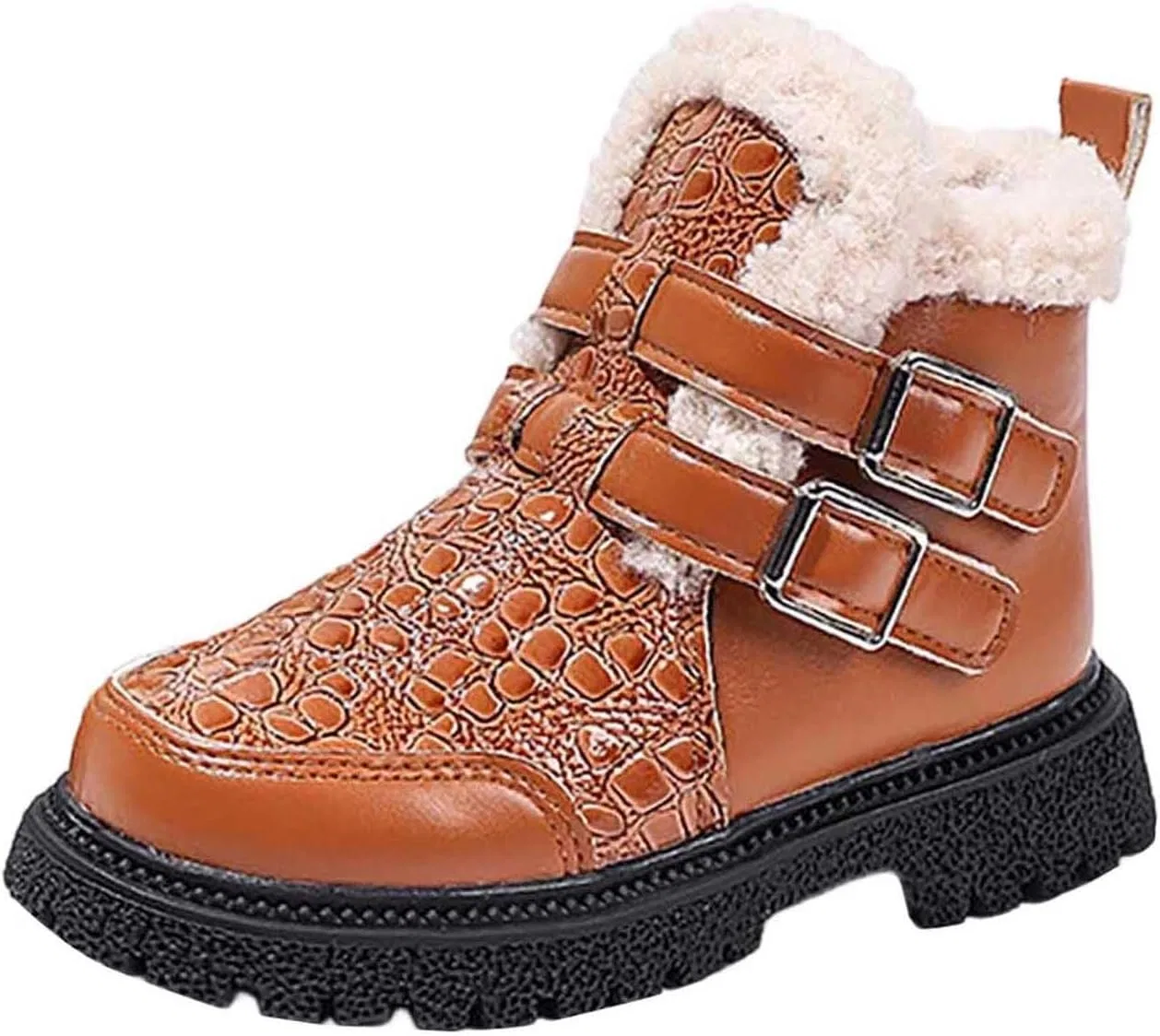 Детские зимние сапоги для девочек на флисе с принтом SHOPESSA, Brown