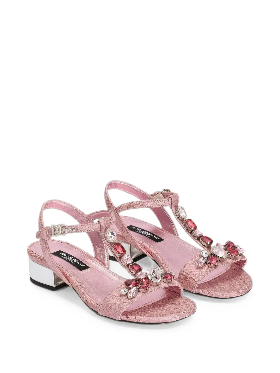Босоножки с кристаллами Dolce & Gabbana Kids, розовый