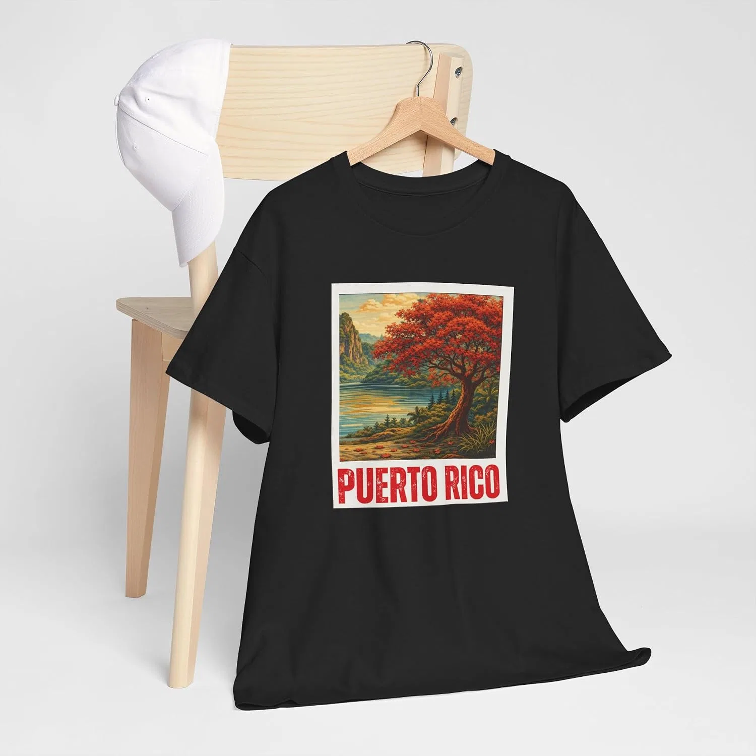 Женская футболка с принтом Puerto Rico Scenic Boricua Heritage Mountain Flamboyan, чёрный — фото 3