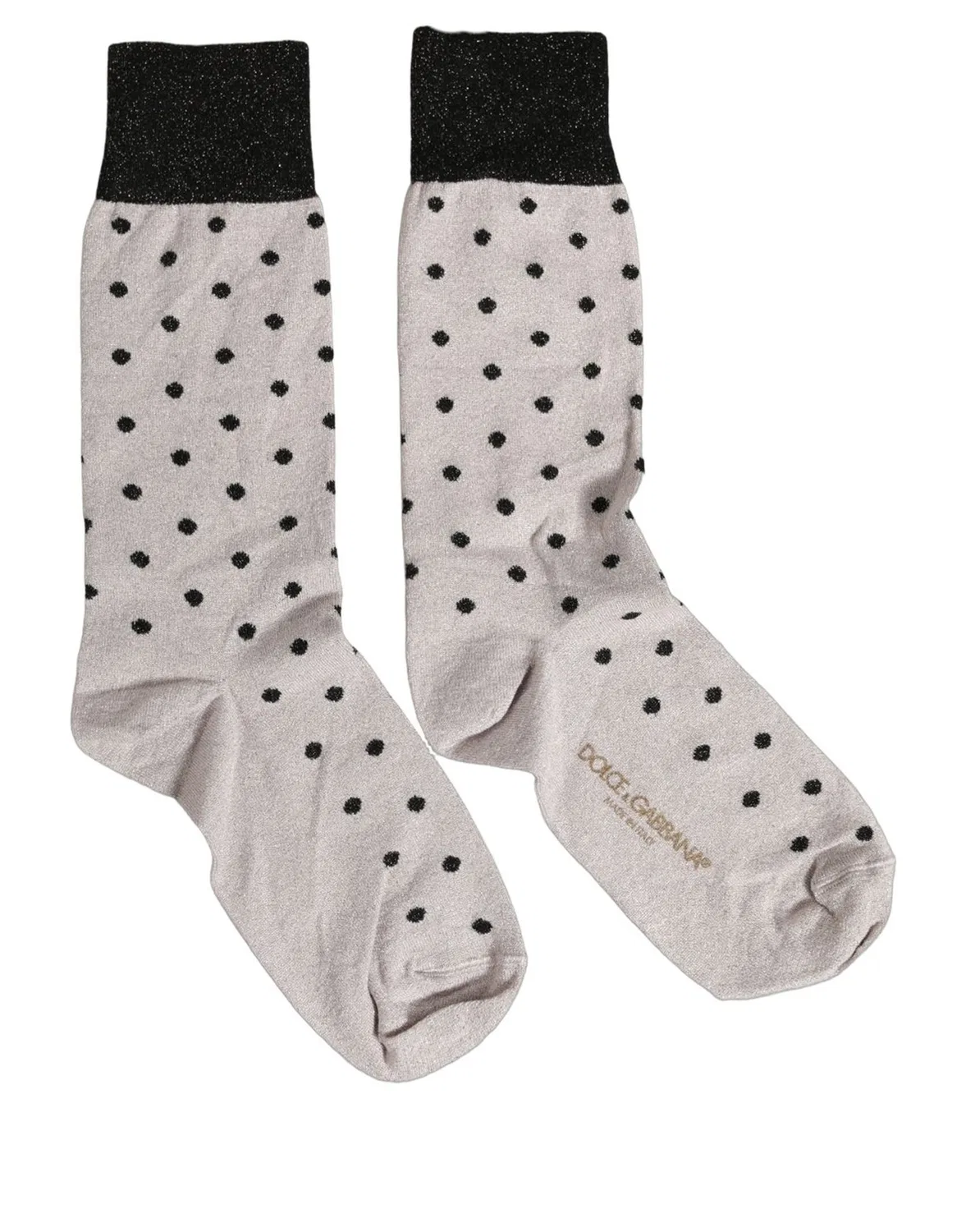 Женские носки с гороховым принтом Mid Calf Dolce & Gabbana, Black and Gray — фото 4